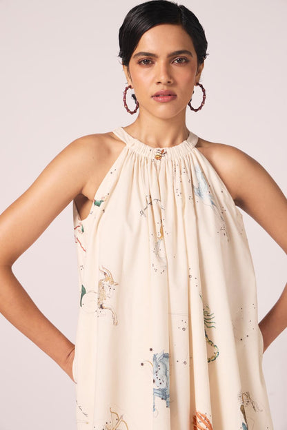 Chica Zodiac Print Cotton Dress