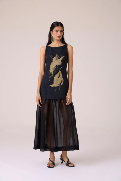 Astra Black Embroidered Maxi Dress