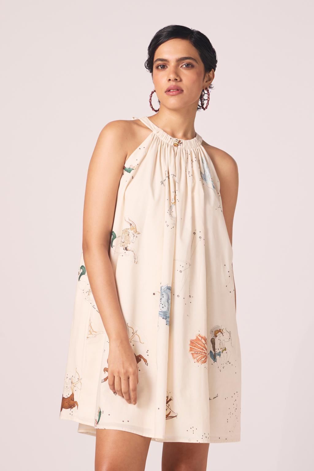 Chica Zodiac Print Cotton Dress