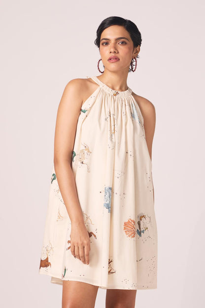 Chica Zodiac Print Cotton Dress
