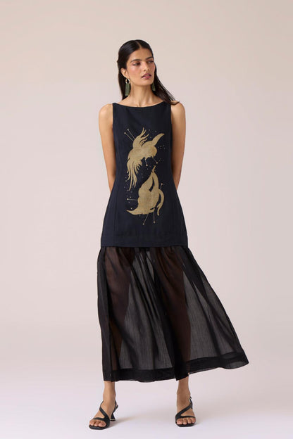 Astra Black Embroidered Maxi Dress