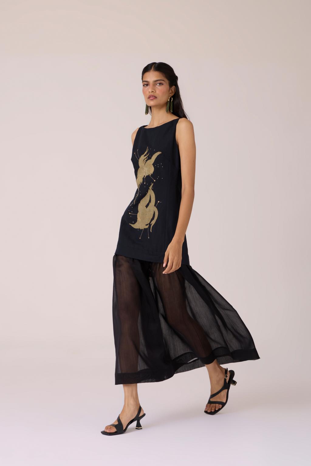Astra Black Embroidered Maxi Dress