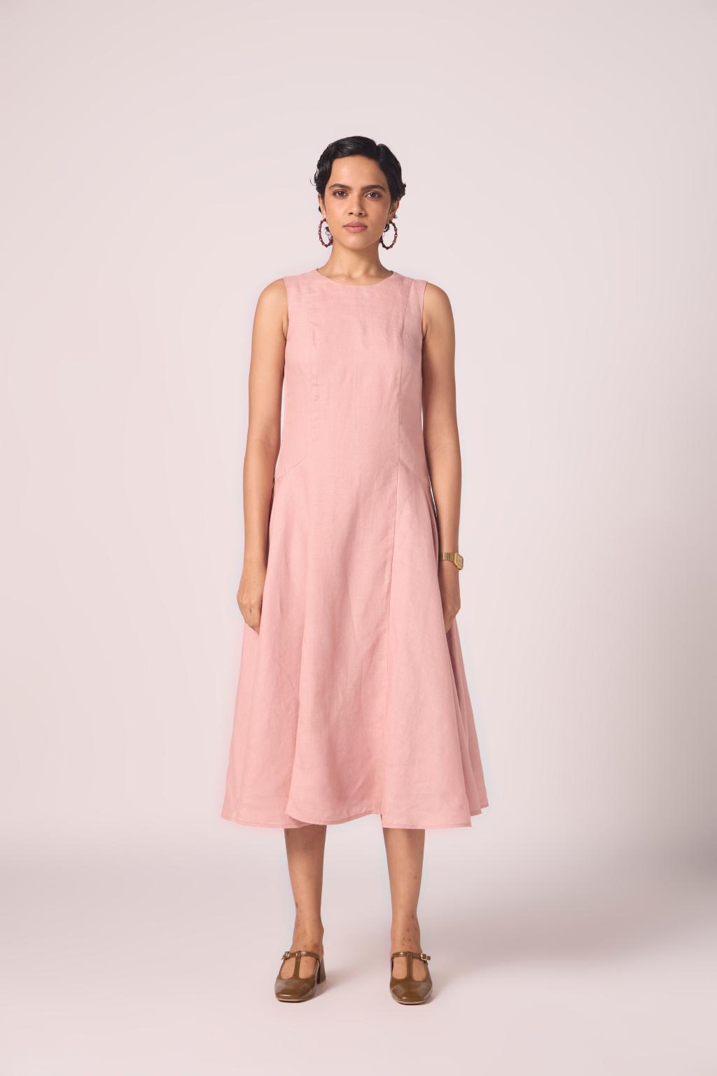 Pyxis Rose Linen Midi Dress