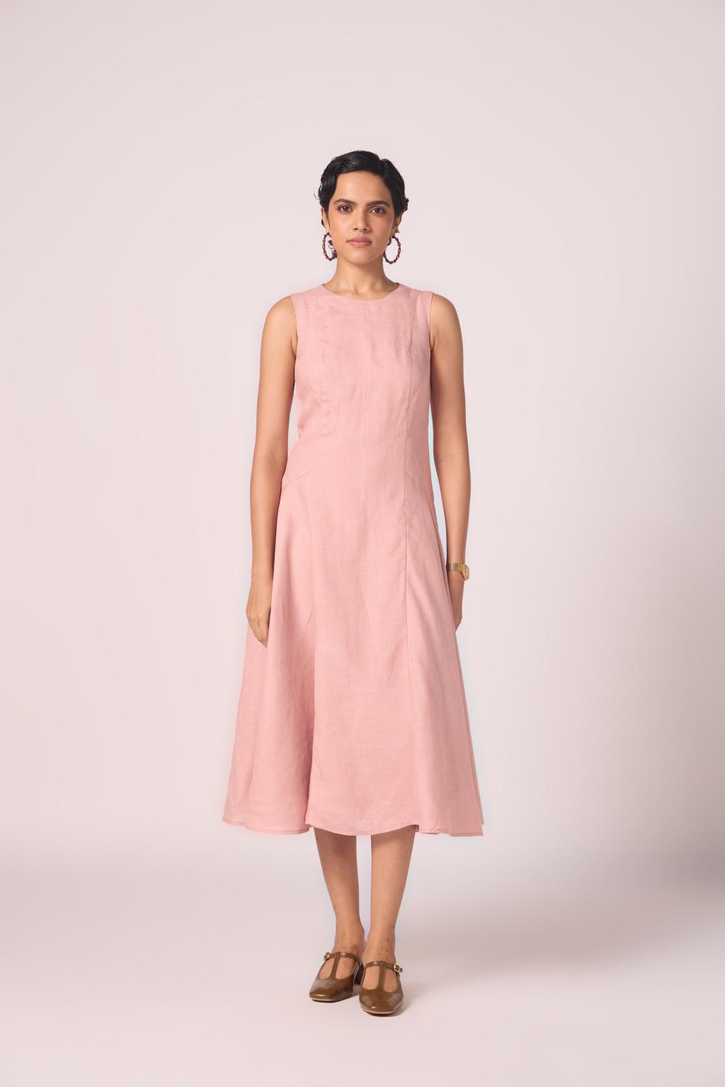Pyxis Rose Linen Midi Dress
