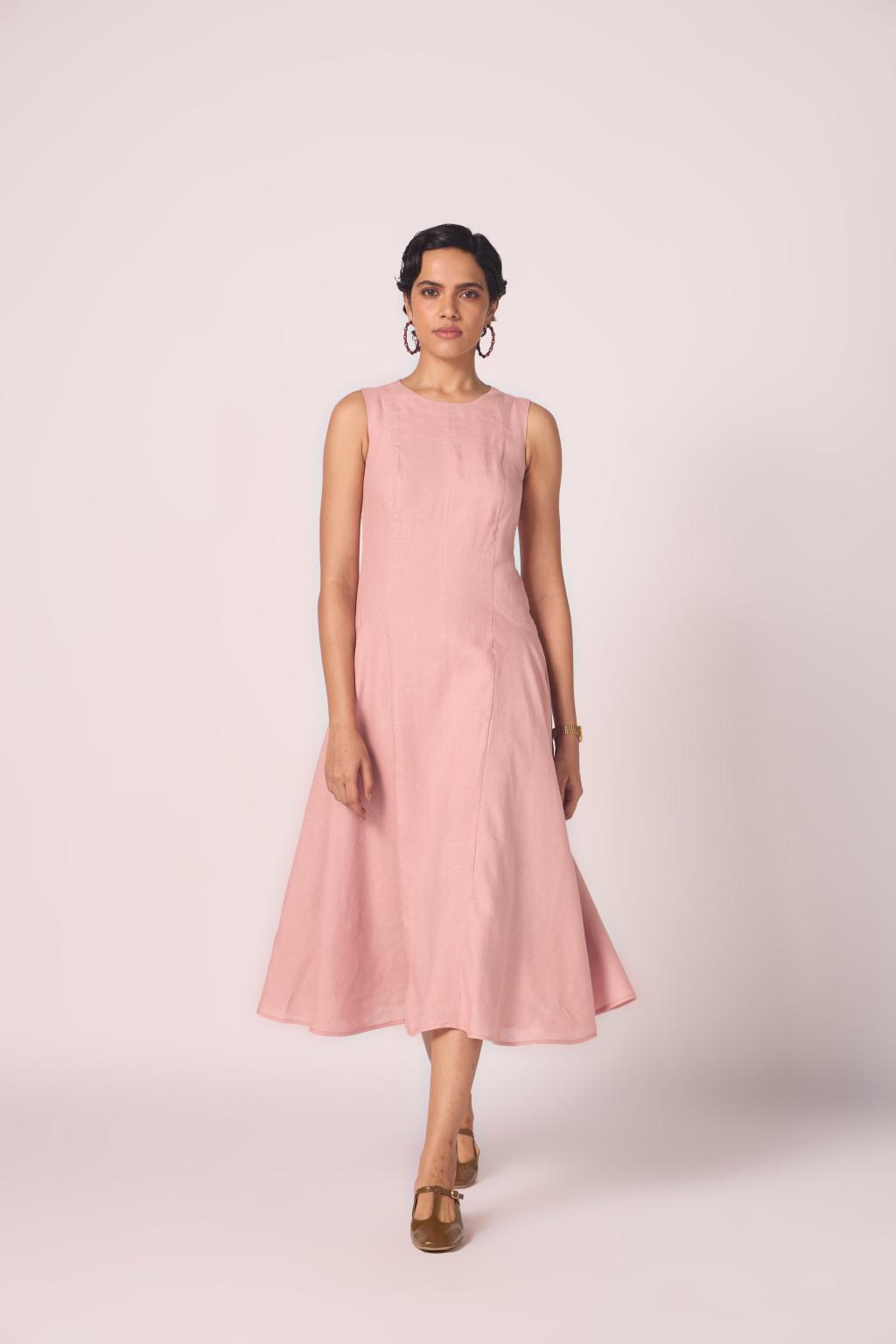 Pyxis Rose Linen Midi Dress