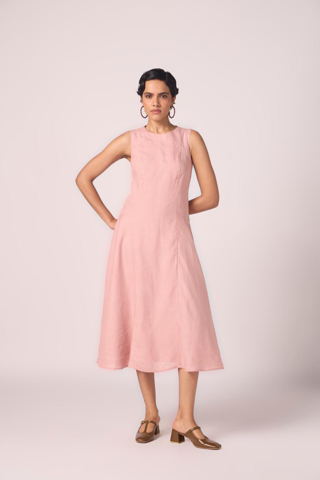 Pyxis Rose Linen Midi Dress