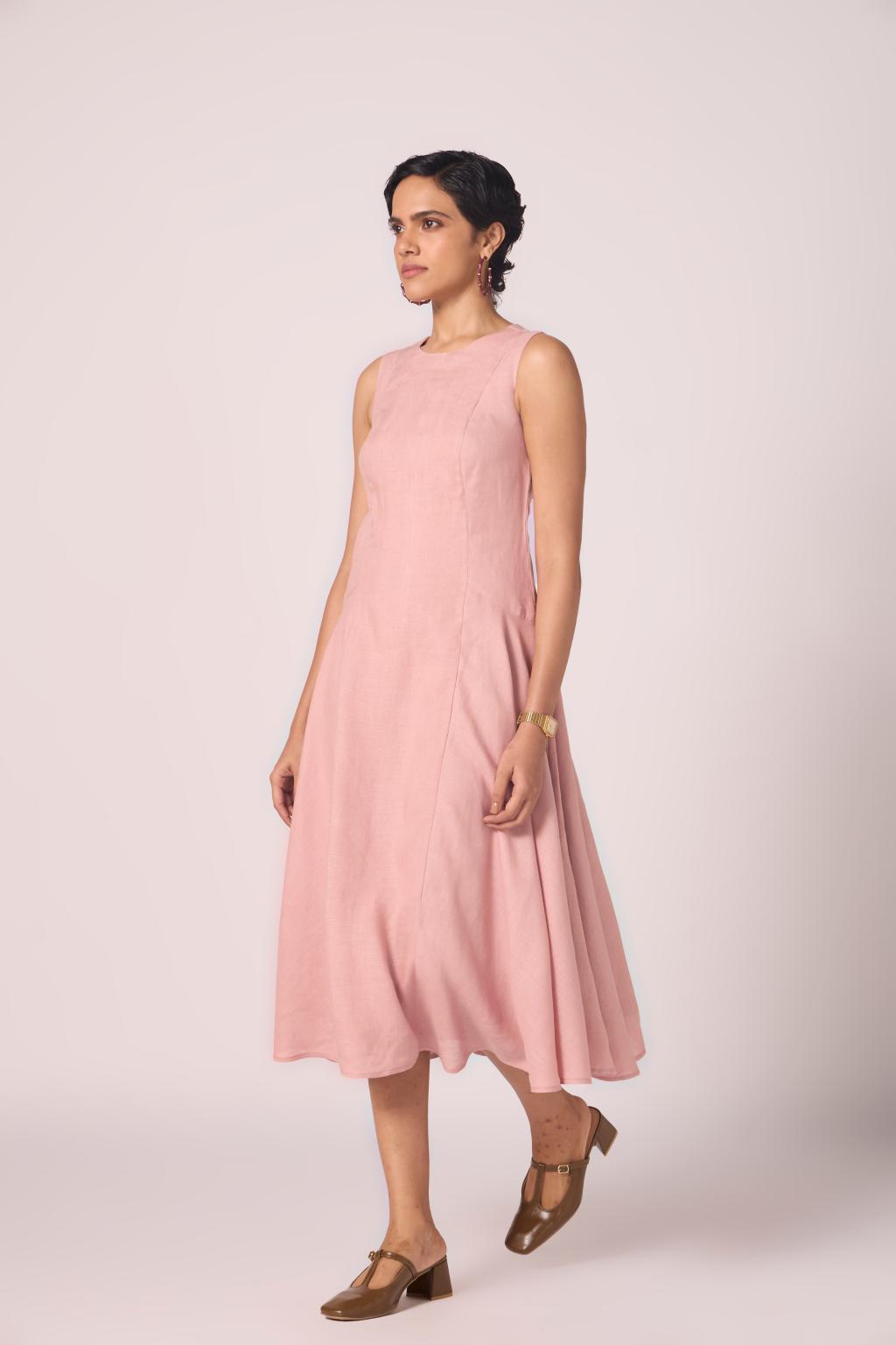 Pyxis Rose Linen Midi Dress