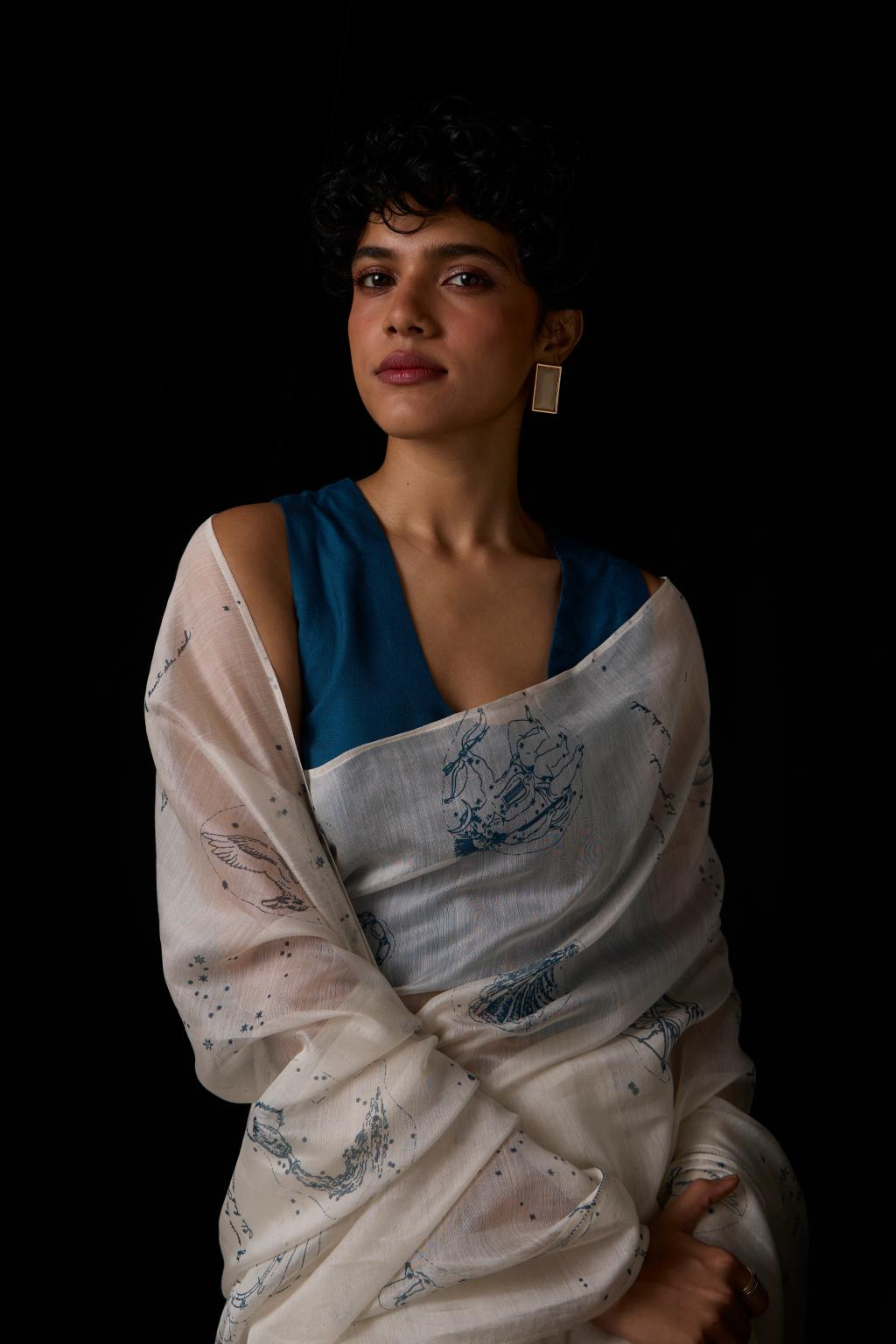 Saiph Zodiac Print Handwoven Saree