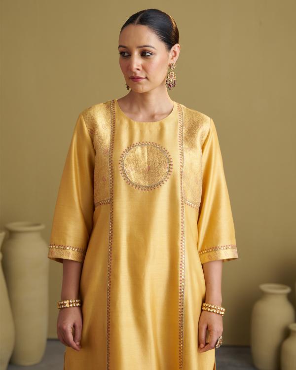 Yellow Silk Chanderi & Banarasi Set