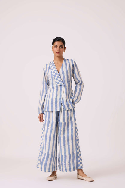 Dimtri Blue Striped Ikat Jacket
