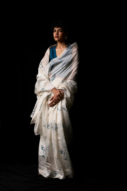 Saiph Zodiac Print Handwoven Saree