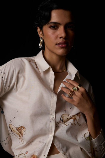 Joyce Zodiac Print Cotton Shirt