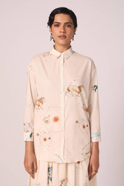 Joyce Zodiac Print Cotton Shirt