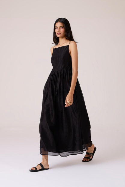 Vespera Black Handwoven Dress