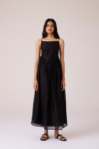 Vespera Black Handwoven Dress