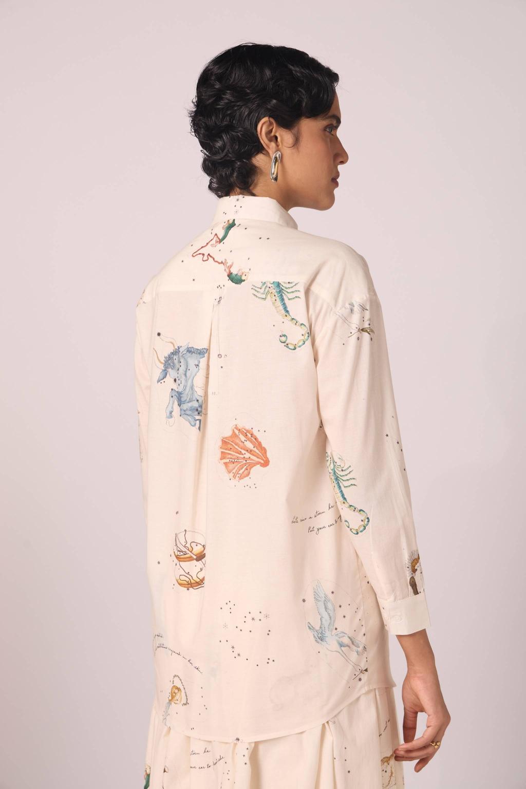 Joyce Zodiac Print Cotton Shirt