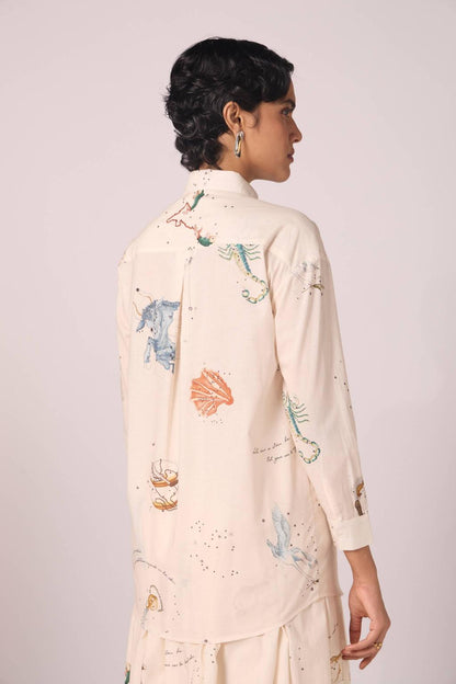 Joyce Zodiac Print Cotton Shirt