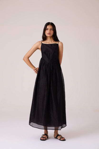 Vespera Black Handwoven Dress