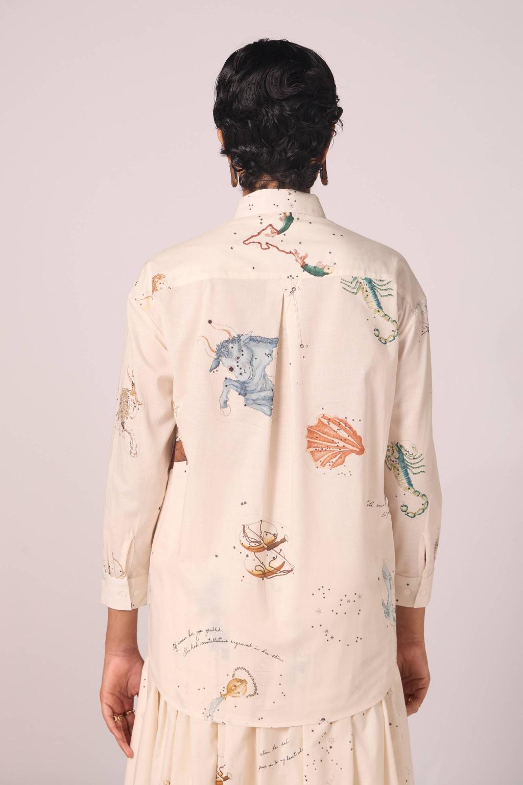 Joyce Zodiac Print Cotton Shirt