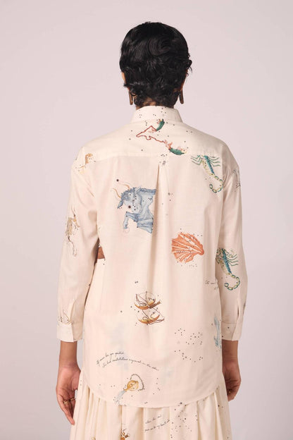 Joyce Zodiac Print Cotton Shirt
