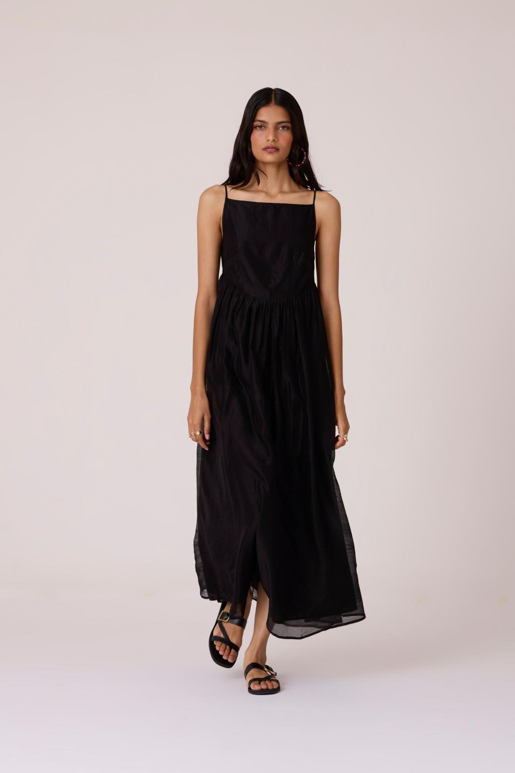 Vespera Black Handwoven Dress