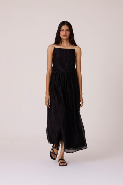 Vespera Black Handwoven Dress