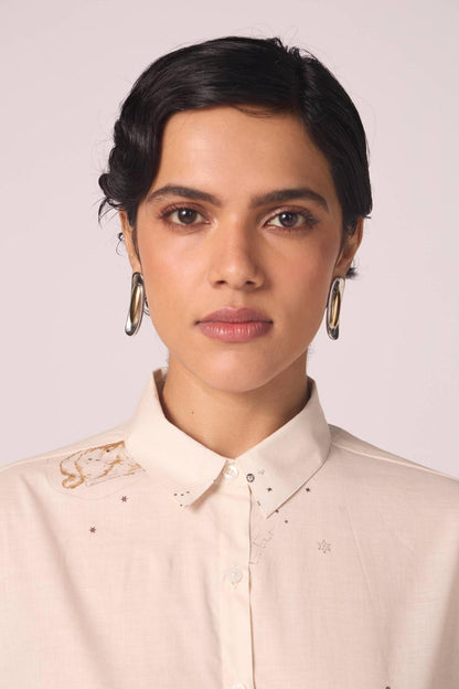 Joyce Zodiac Print Cotton Shirt