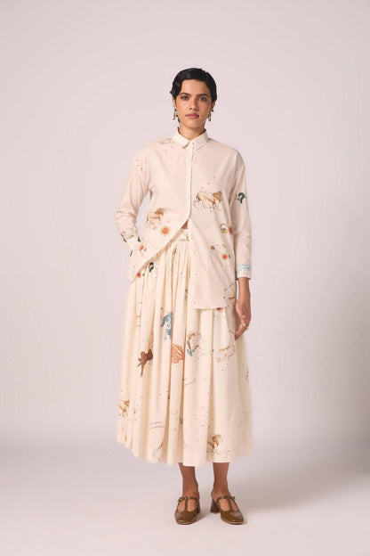 Joyce Zodiac Print Cotton Shirt