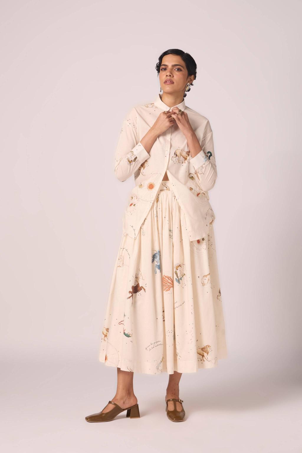 Joyce Zodiac Print Cotton Shirt