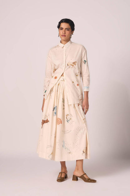 Joyce Zodiac Print Cotton Shirt