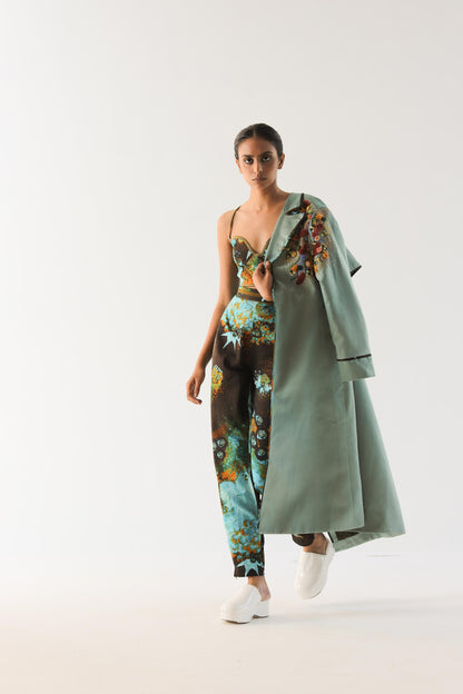 Teal Impasto Trench