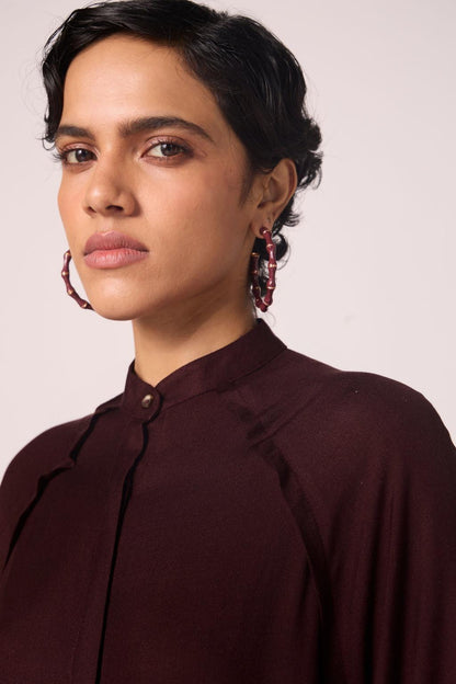 Braboune Wine Silk Tunic Set