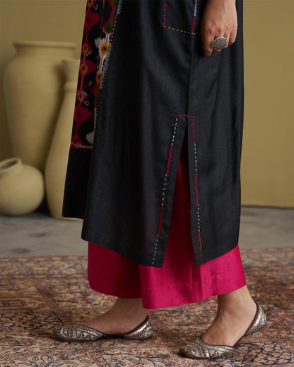 The Black Jewel Silk Cotton & Silk Ikat Kurta & Pants Set