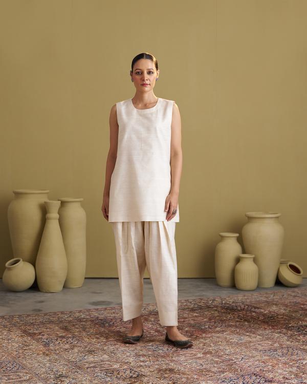 Ivory Mulbery Silk Top & Salwar Set