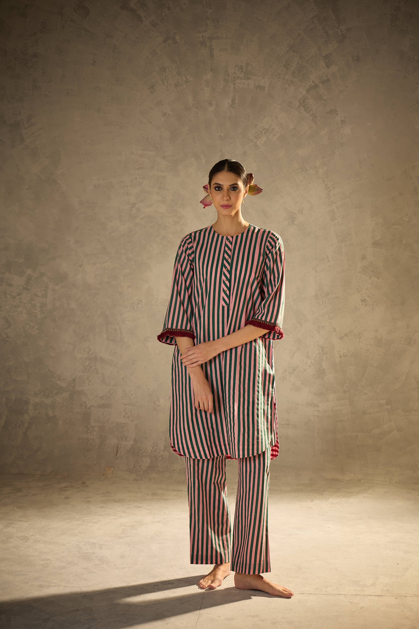 Pink N Green Stripe Set