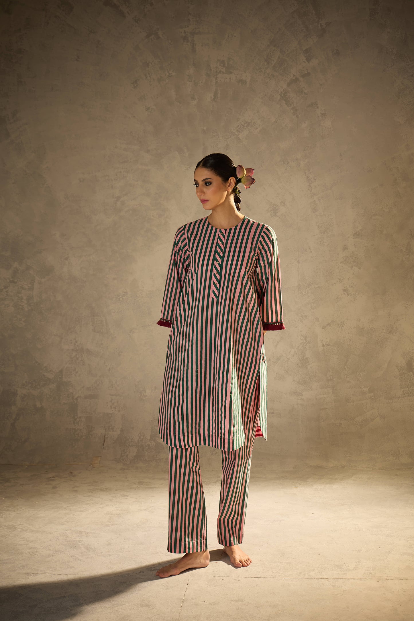 Pink N Green Stripe Set