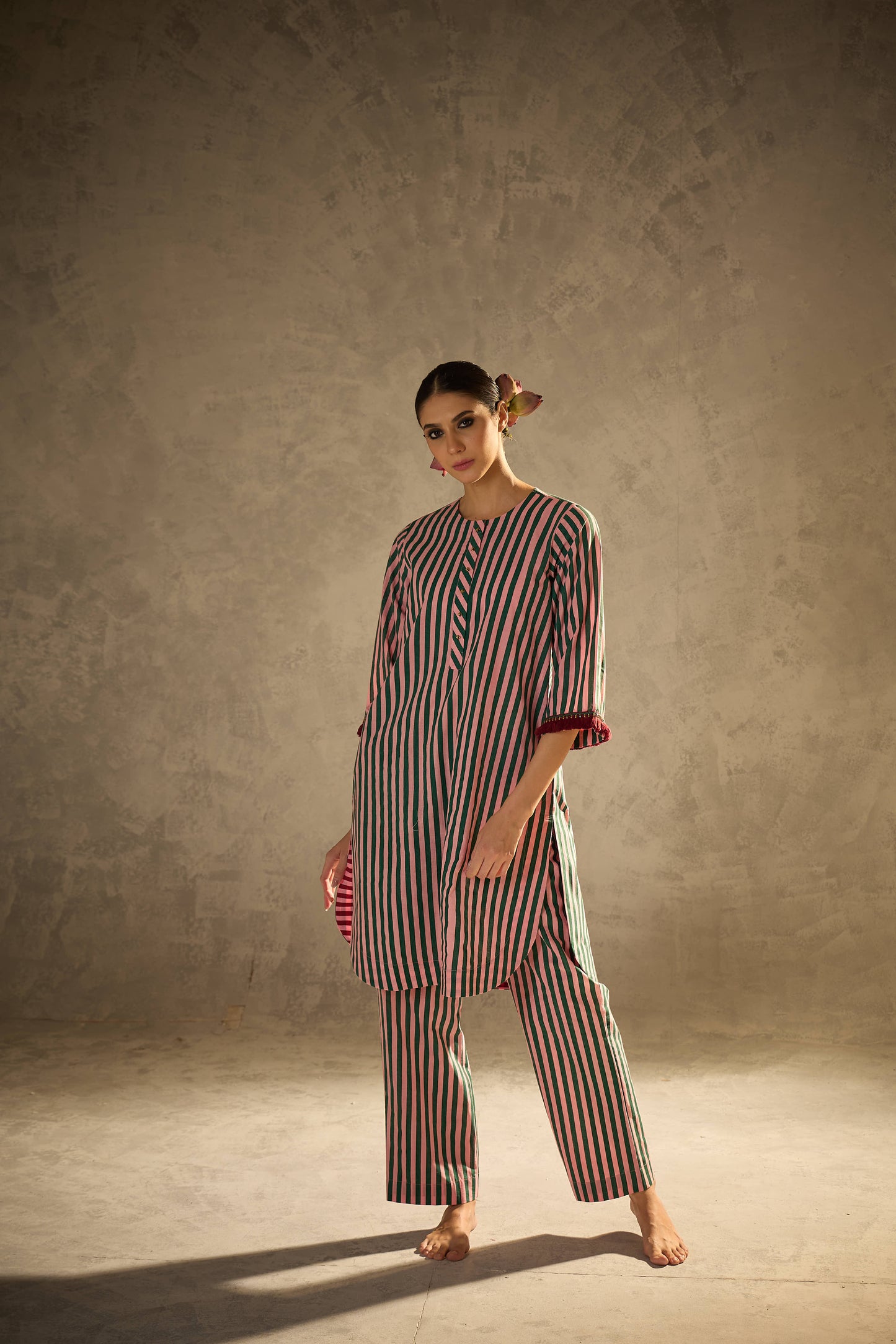 Pink N Green Stripe Set