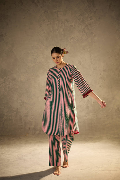 Pink N Green Stripe Set