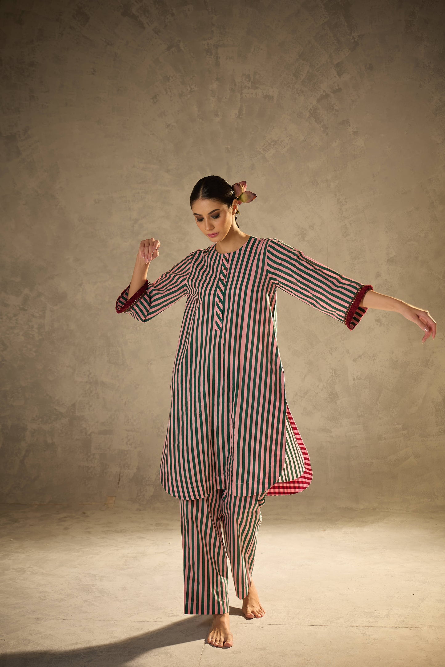 Pink N Green Stripe Set