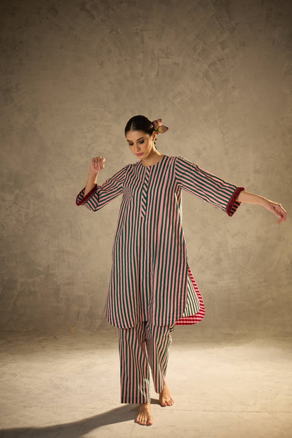 Pink N Green Stripe Set