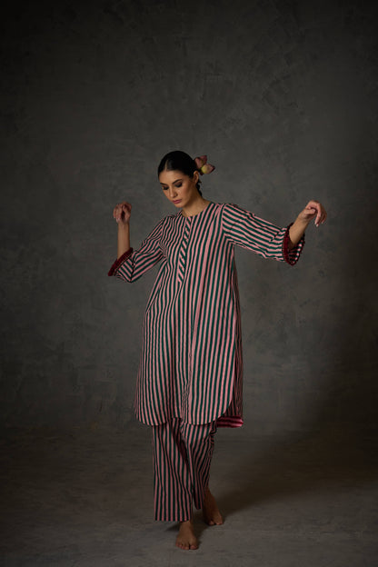 Pink N Green Stripe Set