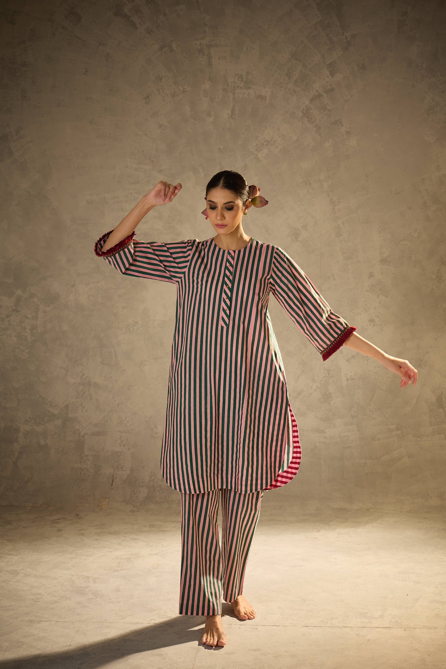 Pink N Green Stripe Set