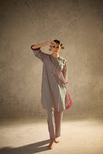 Pink N Green Stripe Set