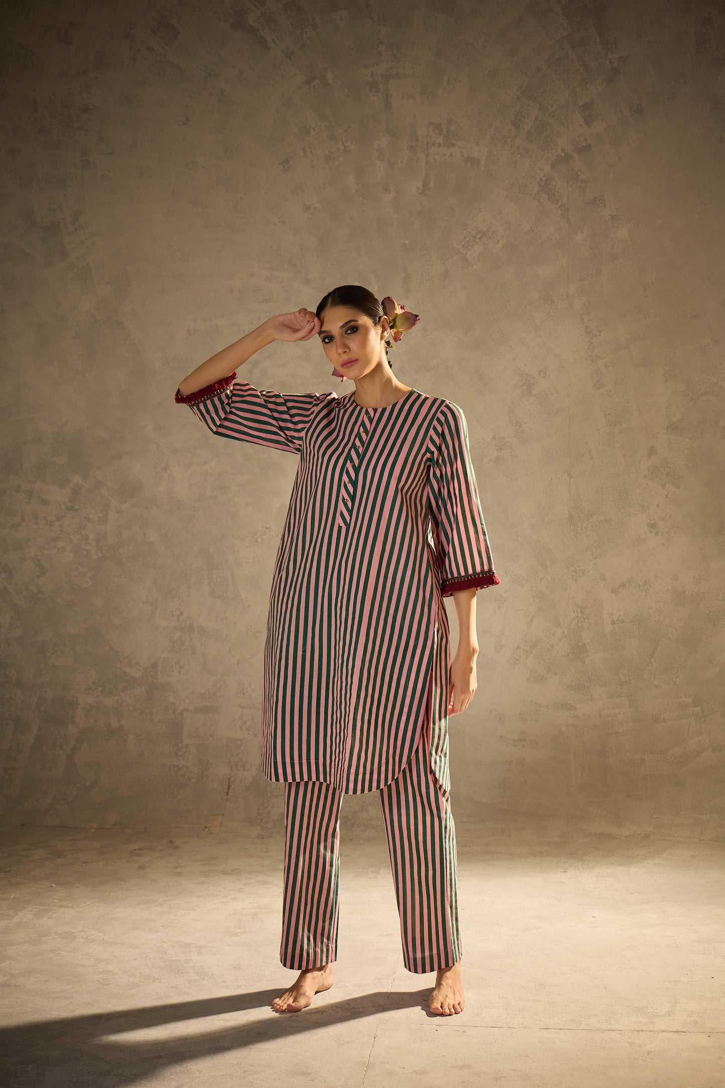 Pink N Green Stripe Set