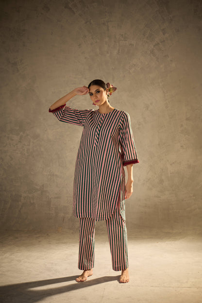 Pink N Green Stripe Set
