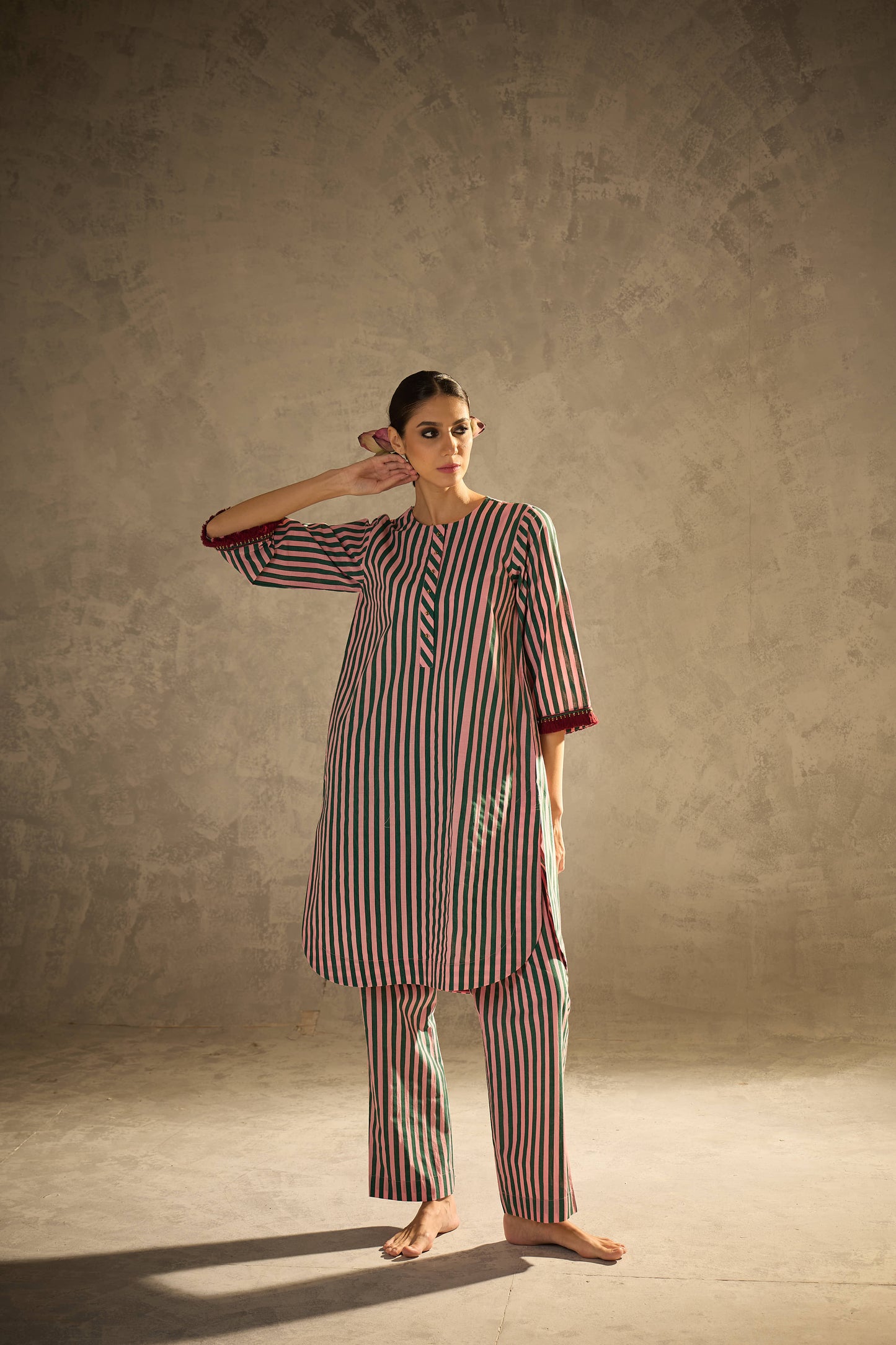 Pink N Green Stripe Set