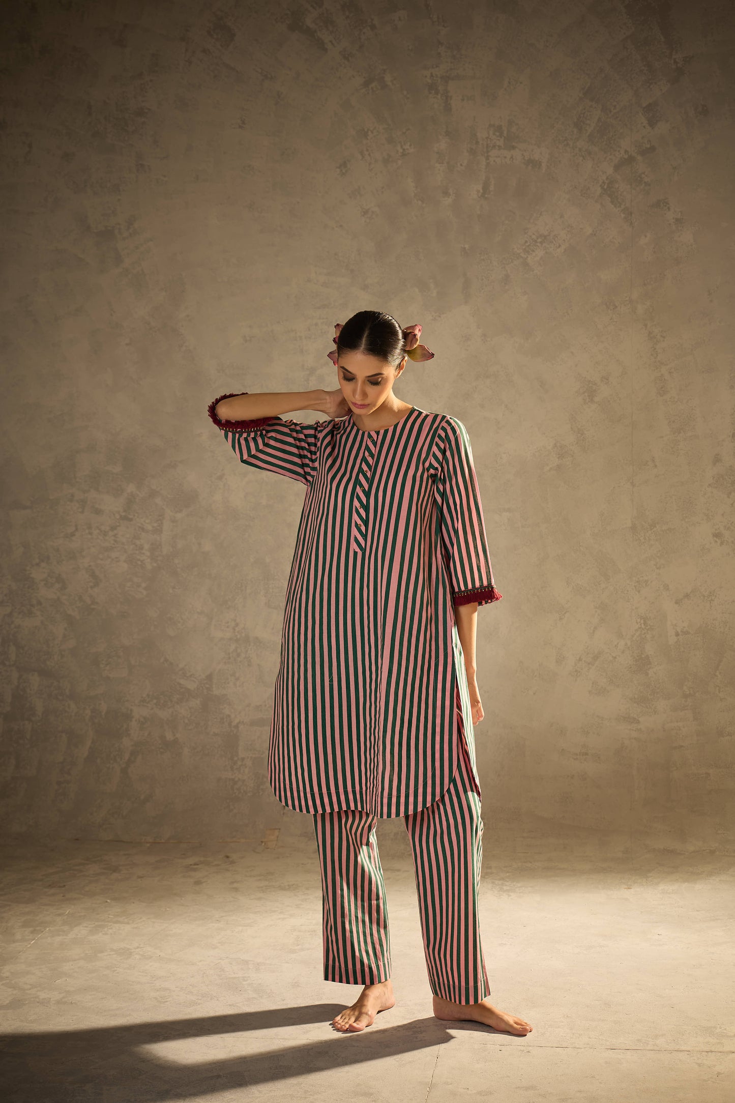 Pink N Green Stripe Set