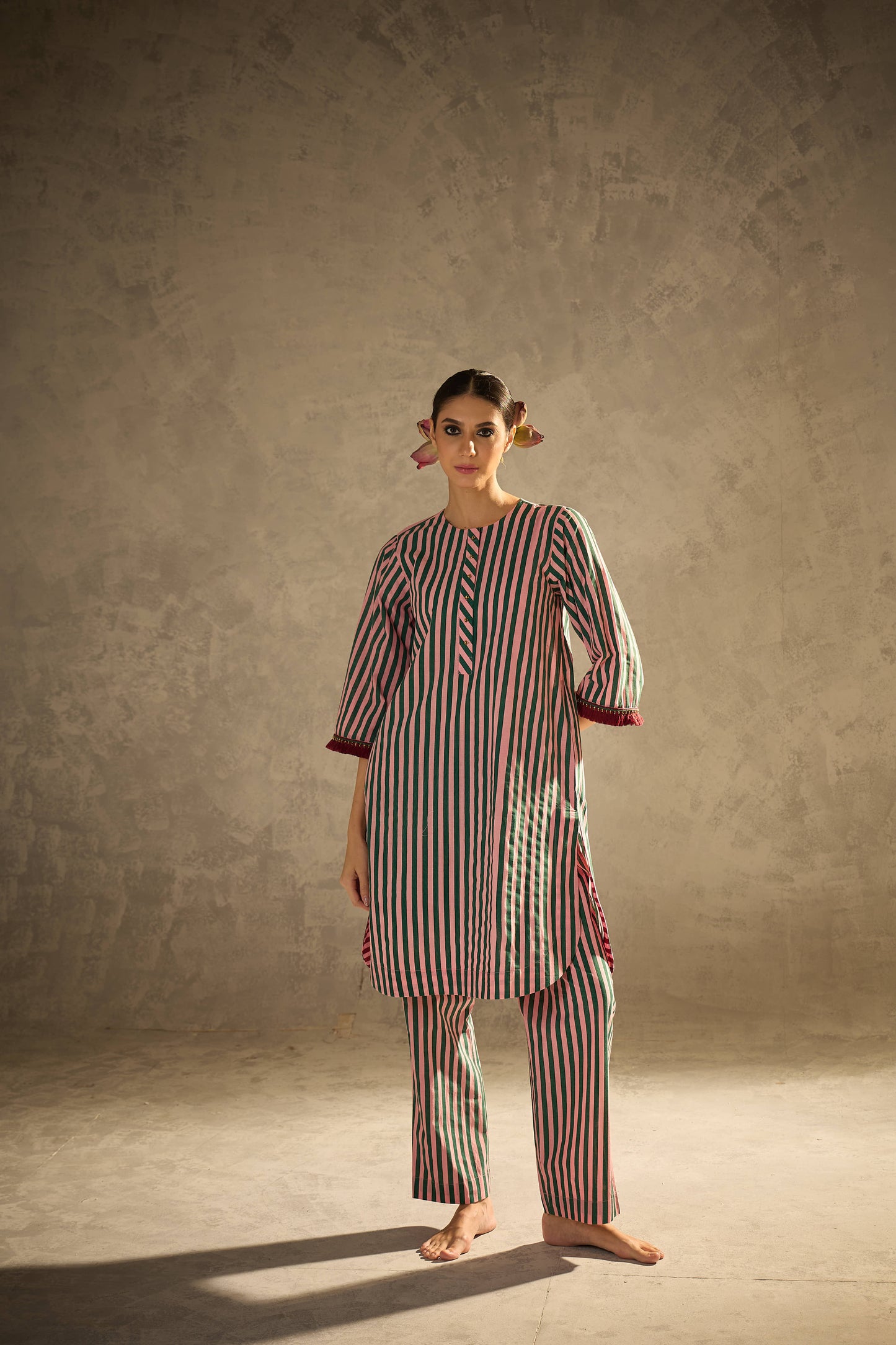 Pink N Green Stripe Set