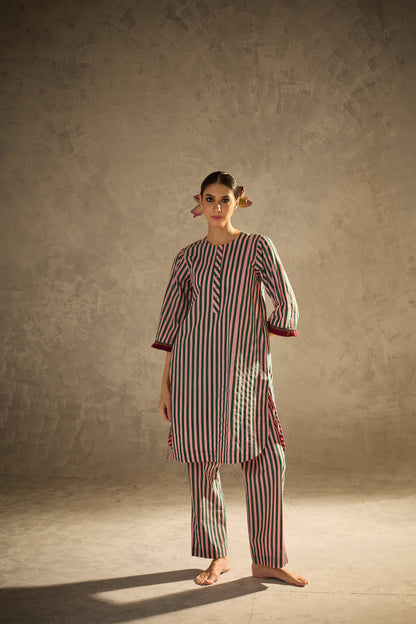 Pink N Green Stripe Set