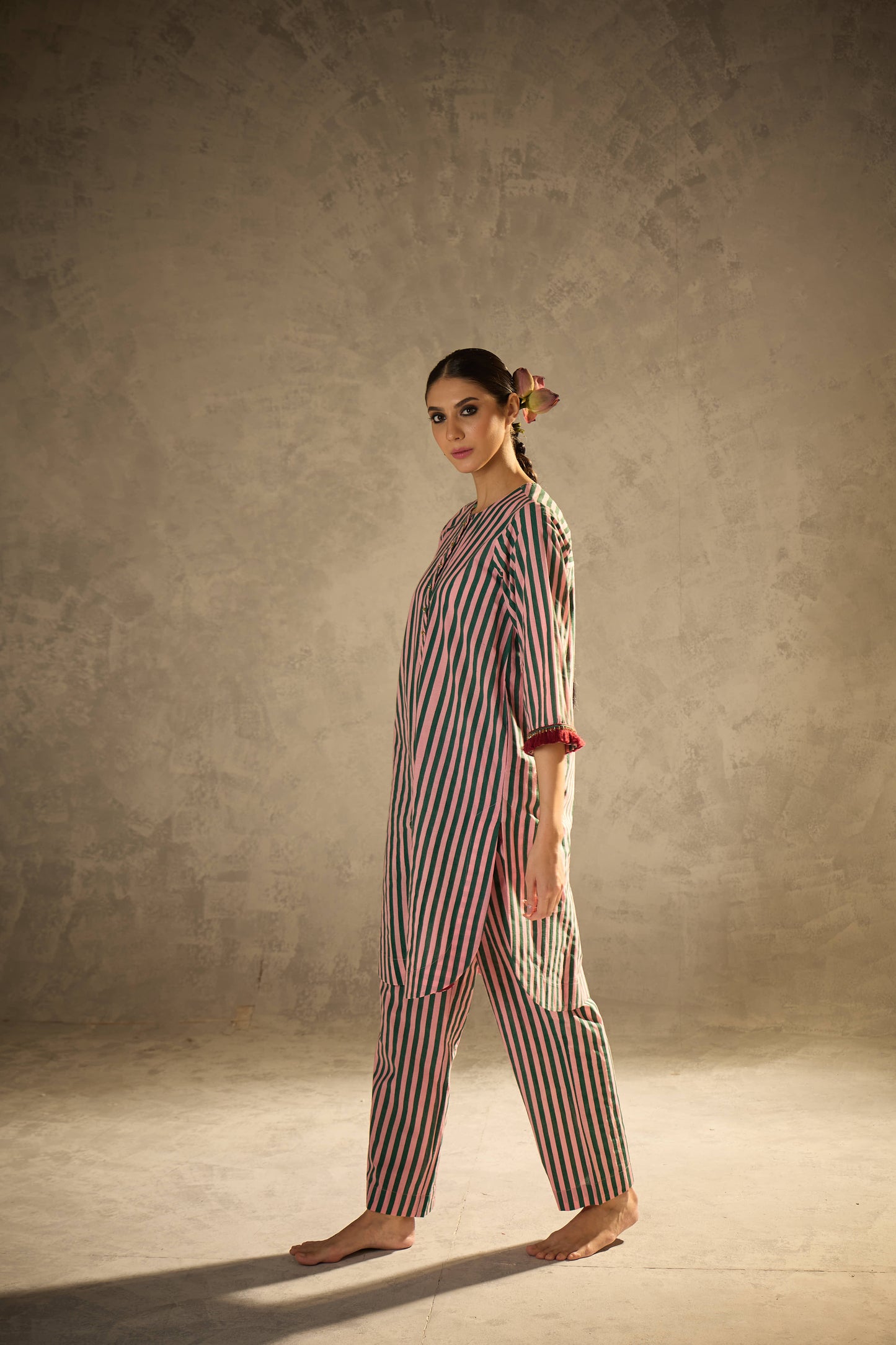 Pink N Green Stripe Set